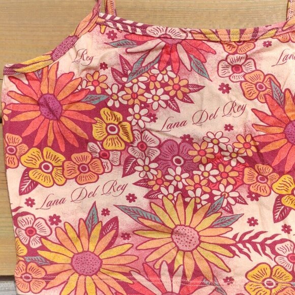 RARE LANA DEL REY LDR Tank Floral Women's LARGE Official Merch Made in USA CROP - Picture 4 of 5